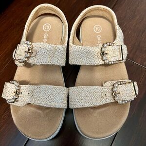 Cat & Jack Kids Tan Sandals with Pearl Accents